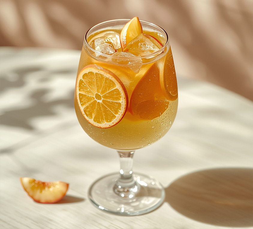 Przepis na mrożoną herbatę Green Peach z brzoskwinią i cytryną